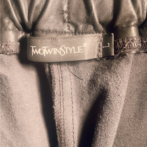 TwoTwinStyle drawstring waist vegan day 2 nite zipper baggy jogger style pants L - Picture 4 of 4